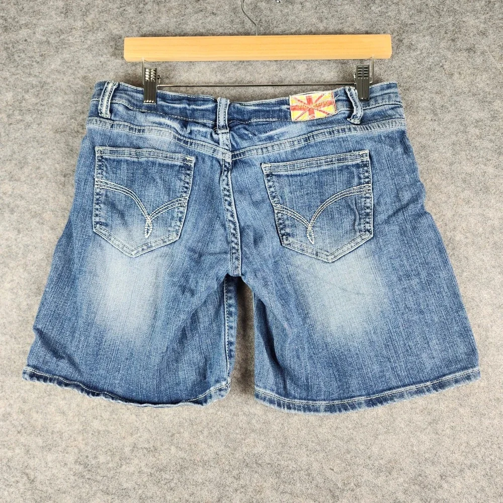 Machine Nouvelle Mode Denim Shorts Womens 30 Blue Distressed Ripped Bermuda 7 in